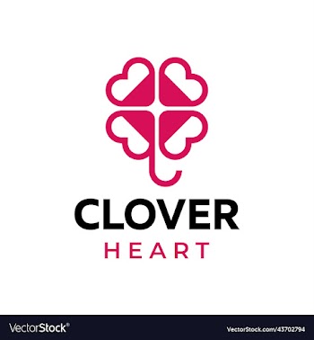 clover plant leaf with love icon logo