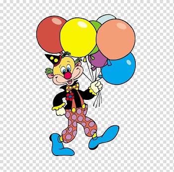 Clown Circus Birthday Balloon, Clown holding balloons transparent background PNG clipart