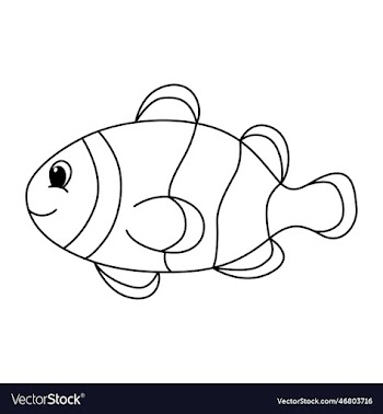 clown fish cartoon coloring page for kids