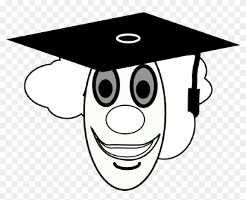 Clown School Graduate Black White Line Art 555px - Clip Art