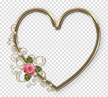 Cluster Frames, heart-shaped gold-colored frame illustration transparent background PNG clipart