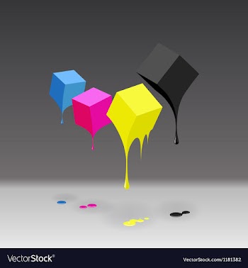  					CMYK cubes with blobs on grey background vector&nbsp;image														