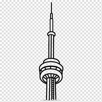 CN Tower Coloring book Drawing Line art, cn tower silhouette transparent background PNG clipart