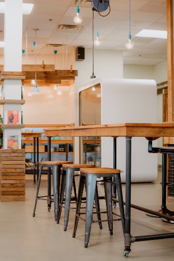 Co-working office space interior design.