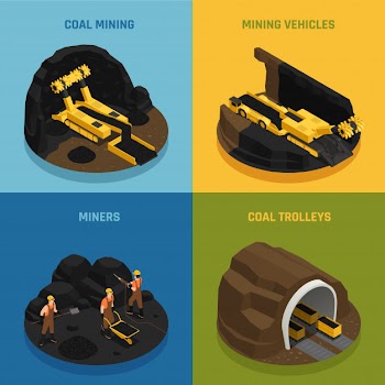 Coal mining isometric design concept Free Vector