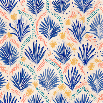 Coastal Botanical Seamless Pattern