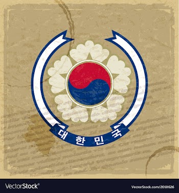 Coat of Korea on an old sheet of paper vector image