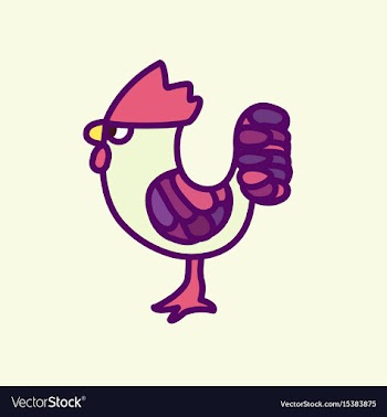 Cock cartoon logo and simple design with isolated vector image