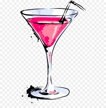 Cocktail Martini - Cartoon vector painted red cocktail 