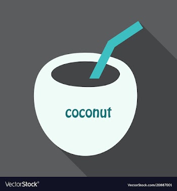 Coconut cocktail icon in cartoon style isolated vector image