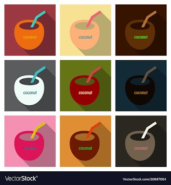 Coconut cocktail icon in cartoon style isolated vector image