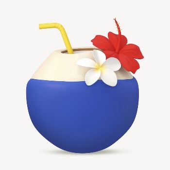 Coconut drink collage element, 3D | Free PSD - rawpixel