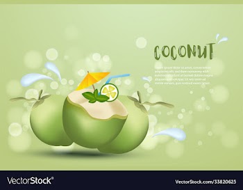 coconut fruit summer fruit design with text