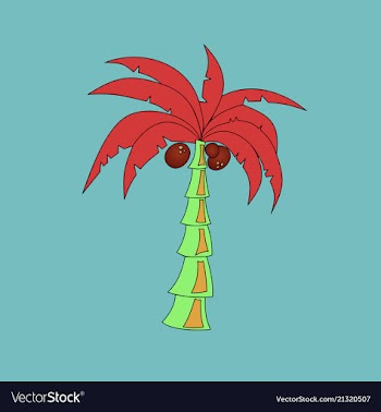 Coconut hand drawn sketch with palm leaf sketch vector image