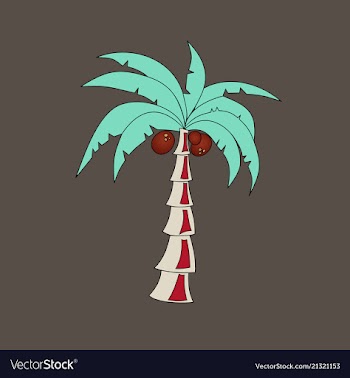 Coconut hand drawn sketch with palm leaf sketch vector image