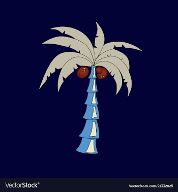 Coconut hand drawn sketch with palm leaf sketch vector image