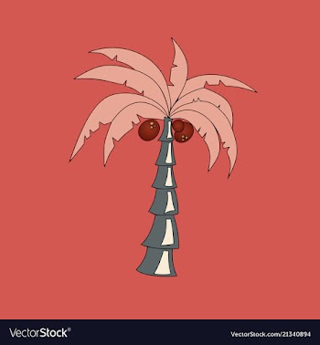 Coconut hand drawn sketch with palm leaf sketch vector image