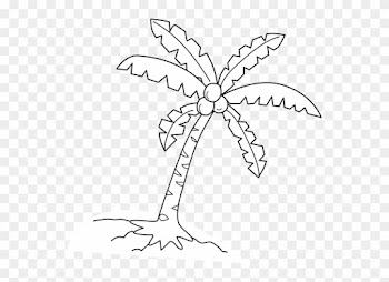 Coconut Tree Black And White Clipart - Coconut Tree Drawing