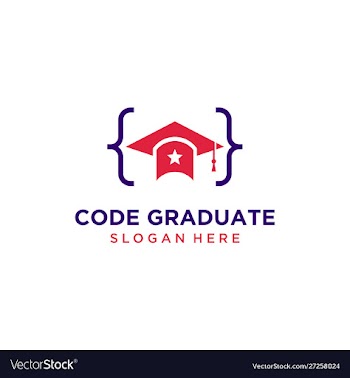 Code graduate hat logo design inspiration vector image