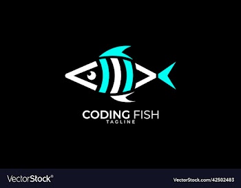 coding fish creative branding design logo concept