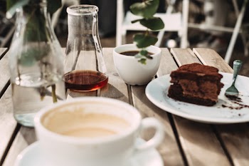 Coffee and a chocolate cake
