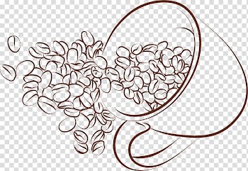 Coffee bean Cup , Hand painted gray cup coffee beans transparent background PNG clipart