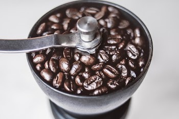 Coffee Beans in Coffee Grinder