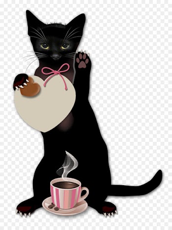 Coffee Cafe Blingee - Witch Cat 