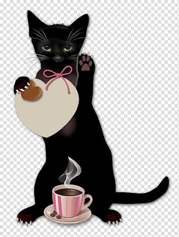 Coffee Cafe Blingee, Witch Cat transparent background PNG clipart