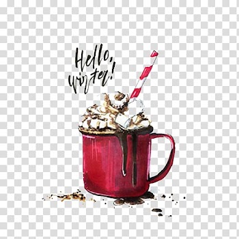 Coffee Cafe Christmas Drink, Hand-painted Christmas Coffee transparent background PNG clipart