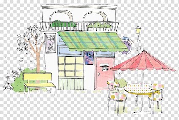 Coffee Cafe Illustration, Colorful lead coffee shop transparent background PNG clipart