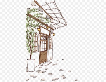 Coffee Cafe Illustration - Hand-painted cafe 