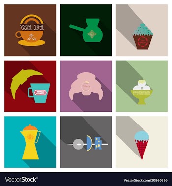 Coffee color drawn collection sketch set with vector image