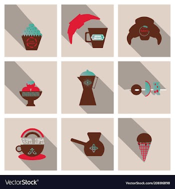 Coffee color drawn collection sketch set with vector image