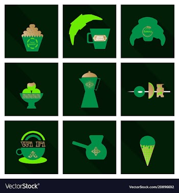 Coffee color drawn collection sketch set with vector image
