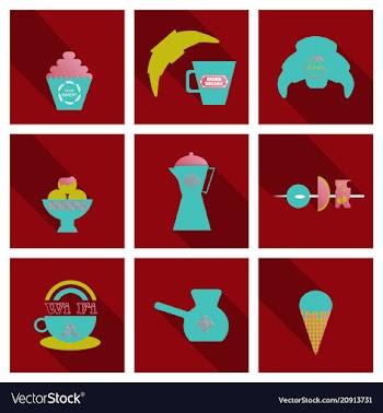Coffee color drawn collection sketch set with vector image