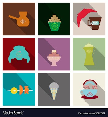 Coffee color drawn collection sketch set with vector image