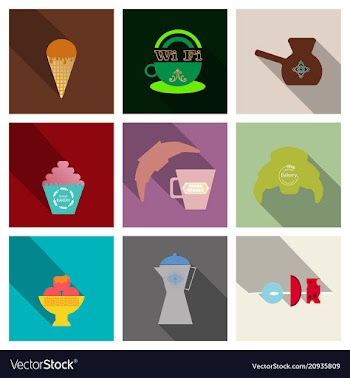 Coffee color drawn collection sketch set with vector image