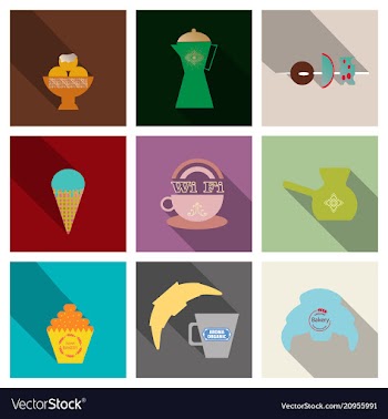Coffee color drawn collection sketch set with vector image