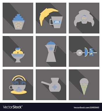 Coffee color drawn collection sketch set with vector image