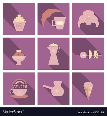 Coffee color drawn collection sketch set with vector image