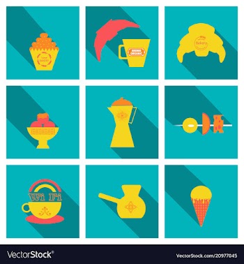 Coffee color drawn collection sketch set with vector image