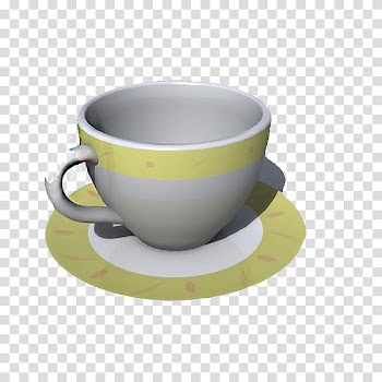 Coffee cup, A white cup with a yellow edge transparent background PNG clipart