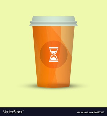 Coffee cup creative coffee with sand watch vector image