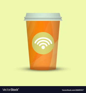 Coffee cup creative coffee with wi-fi sign vector image