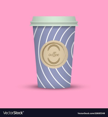 Coffee cup in hipster low poly style blue plastic vector image