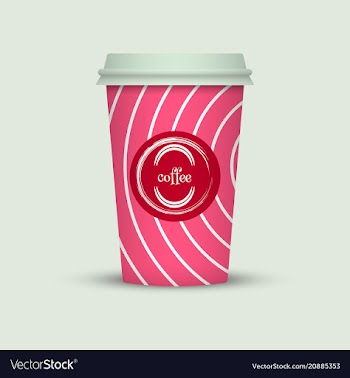 Coffee cup in hipster low poly style with text vector image