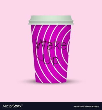 Coffee cup in hipster low poly style with text vector image
