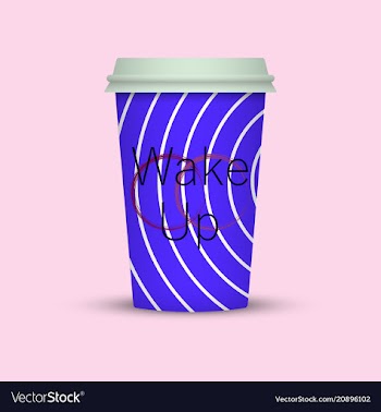 Coffee cup in hipster low poly style with text vector image