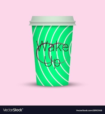 Coffee cup in hipster low poly style with text vector image